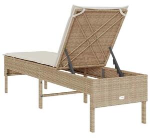 Leżak z poduszką beżowy 55x200x44cm polirattan