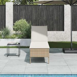Leżak z poduszką beżowy 55x200x44cm polirattan