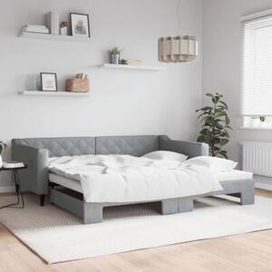 Sofa rozsuwana, jasnoszara, 100x200 cm, tkanina