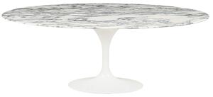 Stół TULIP ELLIPSE MARBLE ARABESCATO - biały - blat owalny marmurowy, metal