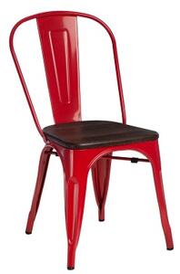 D2.Design Krzesło Paris Wood Czerwone Sosna Szczot Kuchnia/Jadalnia/Salon Nowoczesny/Awangardowy/Industrialny Odcienie Czerwieni Odcienie Brązu