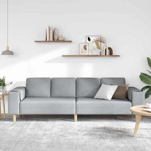 Nowoczesna sofa jasnoszara z ergonomicznymi podÅokietnikami i brÄ zowymi nogami, dla 4 osÃ³b