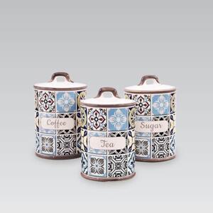 Zestaw 3 pojemników ceramicznych na kawę herbatę i cukier MAESTRO Holiday in Porto