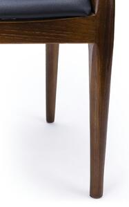 Krzesło ELBOW ciemnobrązowe - drewno jesion, ekoskóra czarna