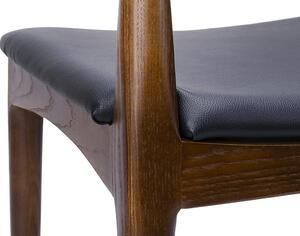 Krzesło ELBOW ciemnobrązowe - drewno jesion, ekoskóra czarna