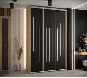 Szafa przesuwna wysoka Davos 8 150, gł. 60 cm artisan + czarny + srebrny