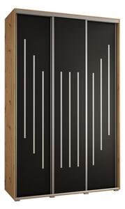 Szafa przesuwna wysoka Davos 8 150, gł. 60 cm artisan + czarny + srebrny