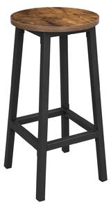 Drewniany rustykalny taboret na czarnym stelażu T6-M59