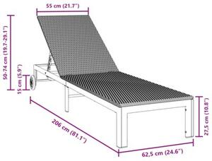 Leżak 1-osoba czarny 206 x 62.5 x 74 cm polirattan