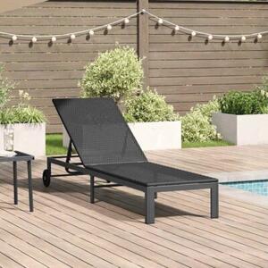 Leżak 1-osoba czarny 206 x 62.5 x 74 cm polirattan