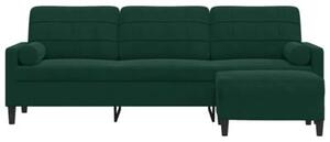 Sofa 3-osobowa z podnÃ³Å¼kiem, ciemnozielony, 210 cm, aksamit