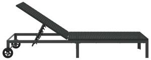 Leżak 1-osoba czarny 206 x 62.5 x 74 cm polirattan