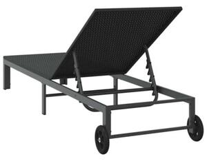 Leżak 1-osoba czarny 206 x 62.5 x 74 cm polirattan