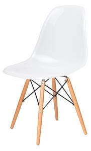 Krzesło DSW GLOSS białe - polipropylen, podstawa bukowa