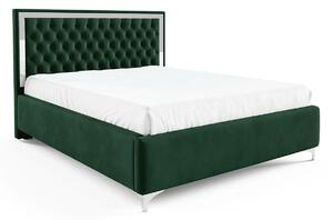 Ciemnozielone pikowane łóżko w stylu glamour H2-R59
