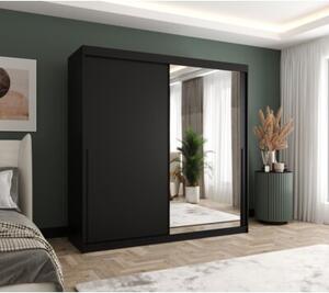 Szafa przesuwna z lustrem Garderoba SIMA T2 200 czarny + u. czarny