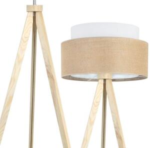 Lampa podłogowa trójnóg naturalny Light Home LH juta Duo 1xE27 45cm abażur walec biały/beżowy