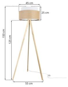 Lampa podłogowa trójnóg naturalny Light Home LH juta Duo 1xE27 45cm abażur walec biały/beżowy