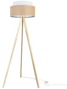 Lampa podłogowa trójnóg naturalny Light Home LH juta Duo 1xE27 45cm abażur walec biały/beżowy