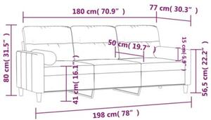 Sofa 3-osobowa z poduszkami, winna czerwieÅ, 180 cm, tkanina