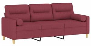 Sofa 3-osobowa z poduszkami, winna czerwieÅ, 180 cm, tkanina