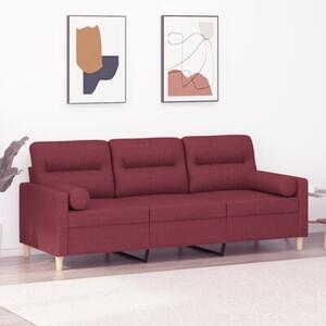 Sofa 3-osobowa z poduszkami, winna czerwieÅ, 180 cm, tkanina