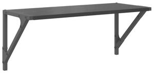 Półki ścienne z metalowym stelażem w kolorze czarny dąb, minimalistyczny design, zestaw 2 szt