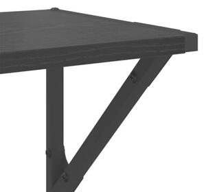 Półki ścienne z metalowym stelażem w kolorze czarny dąb, minimalistyczny design, zestaw 2 szt