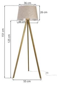 Lampa podłogowa trójnóg dębowy Light Home LH Len 1xE27 44cm L05 abażur stożek beżowy