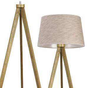 Lampa podłogowa trójnóg dębowy Light Home LH Len 1xE27 44cm L05 abażur stożek beżowy