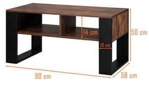Stolik kawowy VELACO TAB-2-WD-BL-90 Prostokątny Dąb / Czarny mat