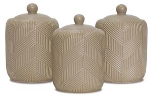 Zestaw 3 pojemników ceramicznych na kawę herbatę i cukier Geometry Beige MAESTRO