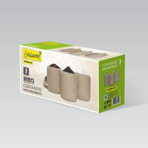 Zestaw 3 pojemników ceramicznych na kawę herbatę i cukier Geometry Beige MAESTRO
