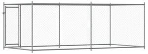 Klatka dla psa, z drzwiami, szara, 4x2x1,5 m, stal