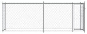 Klatka dla psa, z drzwiami, szara, 4x2x1,5 m, stal