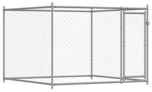 Klatka dla psa, z drzwiami, szara, 4x2x1,5 m, stal