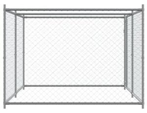 Klatka dla psa, z drzwiami, szara, 4x2x1,5 m, stal