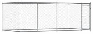 Klatka dla psa, z drzwiami, szara, 4x2x1,5 m, stal