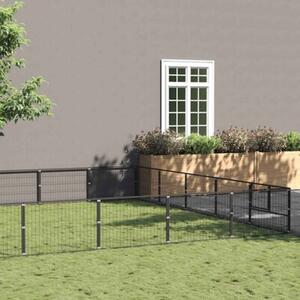 Kojec dla psa, czarny, 35 m², stalowy
