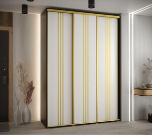 Szafa przesuwna wysoka Davos 6 180, gł. 60 cm czarny + biały + złoty