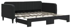 Sofa rozsuwana, czarna, 90x190 cm, aksamit