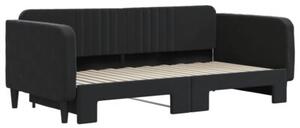 Sofa rozsuwana, czarna, 90x190 cm, aksamit