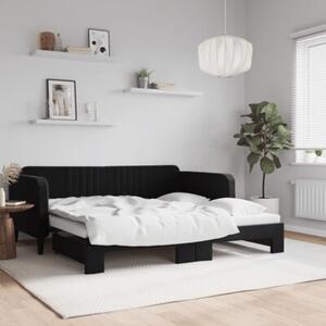 Sofa rozsuwana, czarna, 90x190 cm, aksamit