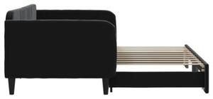 Sofa rozsuwana, czarna, 90x190 cm, aksamit