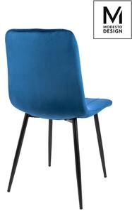 MODESTO krzesło LARA ciemny niebieski - welur, metal