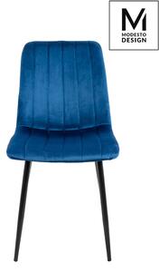 MODESTO krzesło LARA ciemny niebieski - welur, metal