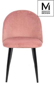 MODESTO krzesło NICOLE pudrowy róż - welur, metal