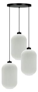 Lampa wisząca z trzema ryflowanymi białymi kloszami W0-L24
