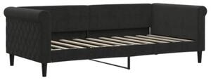 Sofa rozsuwana z materacami, czarna, 90x190 cm, aksamit