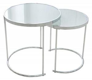 INVICTA zestaw stolików ART DECO chrom - szkło, metal